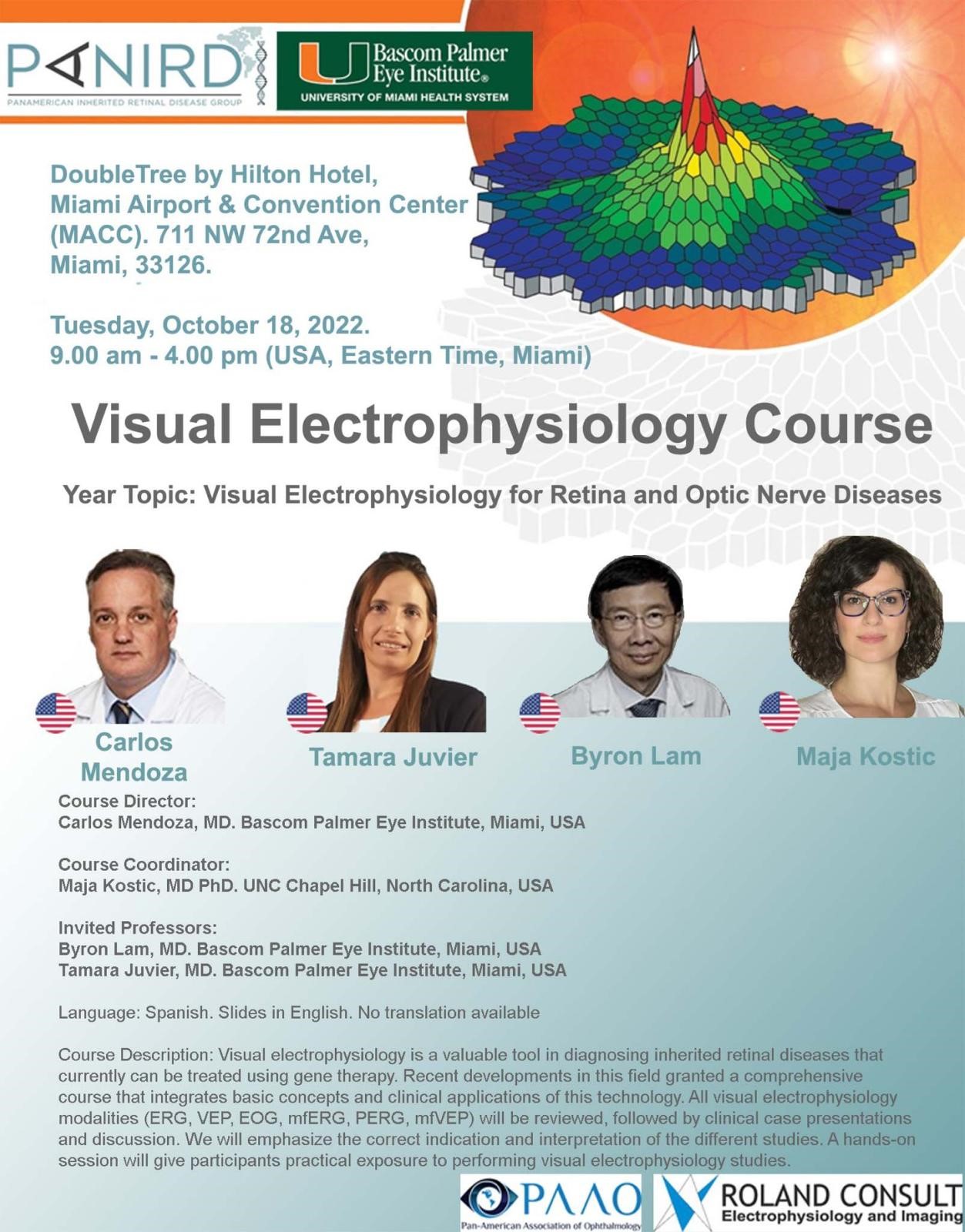 Flyer to the Visual Electrophysiology Course on Oct. 18. 2022 in Miami Airport & Convention Center, Miami USA